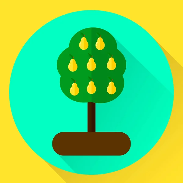 Vector εικονογράφηση. επίπεδη εικόνα δέντρο με με κίτρινο αχλάδια — Διανυσματικό Αρχείο