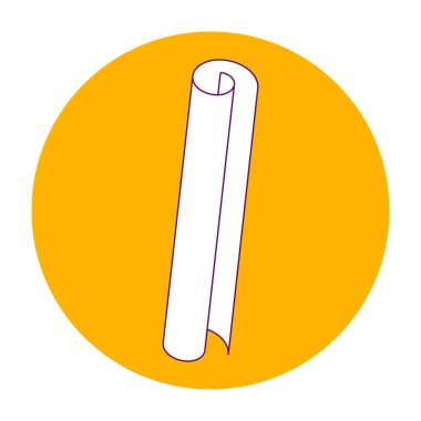 vektör çizim turuncu simge, kaydırma, kağıt, l