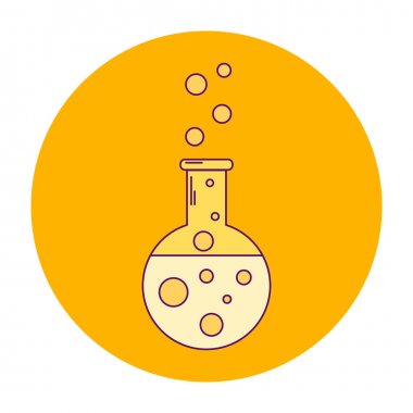 vektör çizim turuncu simge şişesi ile sarı sıvı