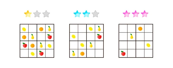 Ilustração vetorial. Sudoku para crianças com fotos em diferentes —  Vetores de Stock
