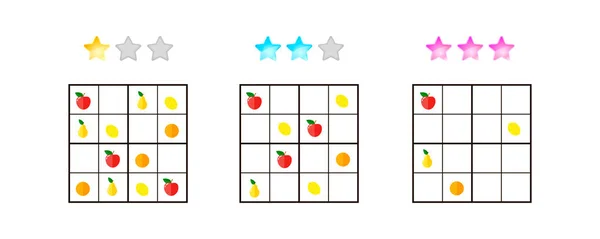 Ilustração vetorial. Sudoku para crianças com fotos em diferentes — Vetor de Stock