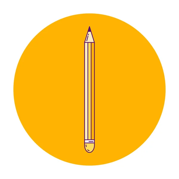 Vector illustration orange round icon, pencil — Stock Vector