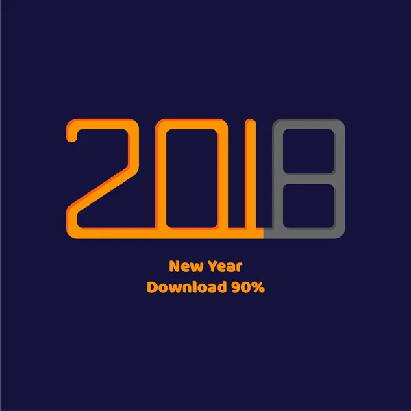 Ilustración vectorial. descargar. Año nuevo 2018. texto plano naranja a — Vector de stock