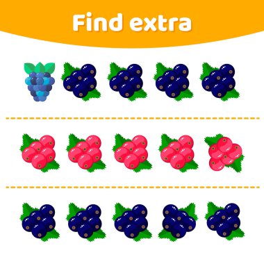 Vektör çizim. Eğitim okul öncesi çocuklar için oyun. Dizi satır ilave nesne bulmak.