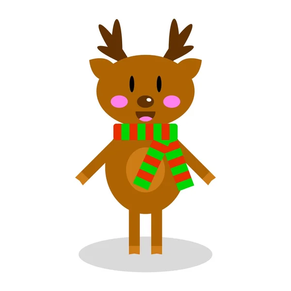 Vector illustration. Christmas reindeer in a scarf. — Stock Vector