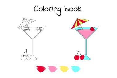 Çocuklar için boyama kitabı. Vektör çizim. c ile kokteyl