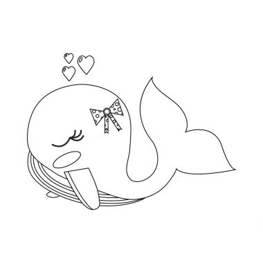 Çocuklar için boyama kitabı. Vektör. Balina.