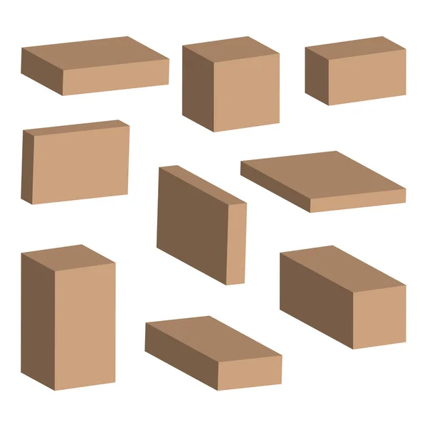 Ilustración vectorial. caja de cartón 3D realista. maqueta para desi — Vector de stock