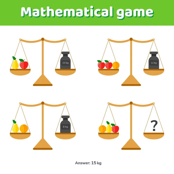 Illustrazione vettoriale. Gioco di matematica per bambini della scuola e della scuola materna — Vettoriale Stock