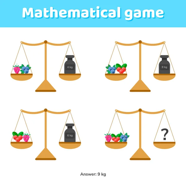 Illustrazione vettoriale. Gioco di matematica per bambini della scuola e della scuola materna — Vettoriale Stock