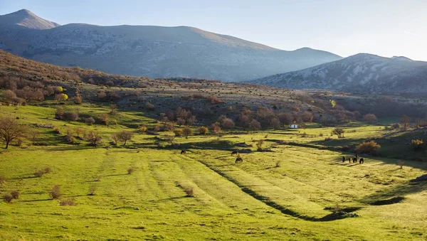 Paisagem de manhã. Parque nacional Paklenica, a parte de Velebit; a maior cordilheira da Croácia . — Fotografia de Stock