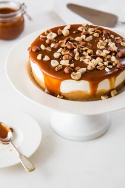 Ev yapımı cheesecake - sağlıklı organik yaz tatlı pasta peynirli kek. Vanilyalı Cheesecake.