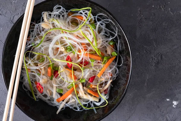 Sopa Fideos Pho Vietnamita Chilli Fideos Arroz Bean Shoots Mostrando — Foto de Stock