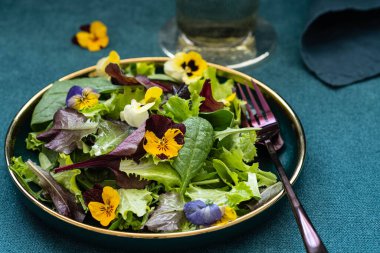 Bahar salatası, roka, bitki ve çiçek..