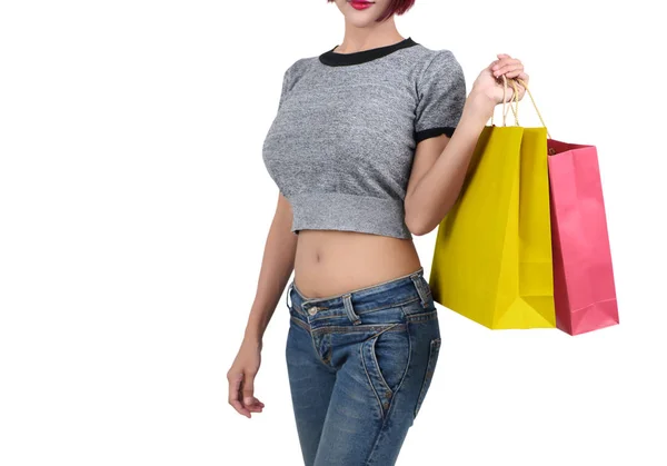 Woman holding shopping bag — Stock Photo, Image