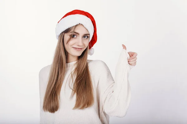 Csinos Fiatal Santa Kalap Lloking Kamera Így Remek — Stock Fotó