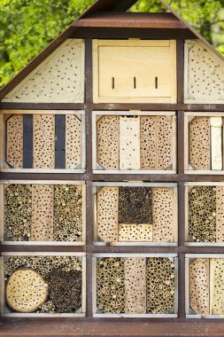 Yeşil bir ormandaki suni böcek otel