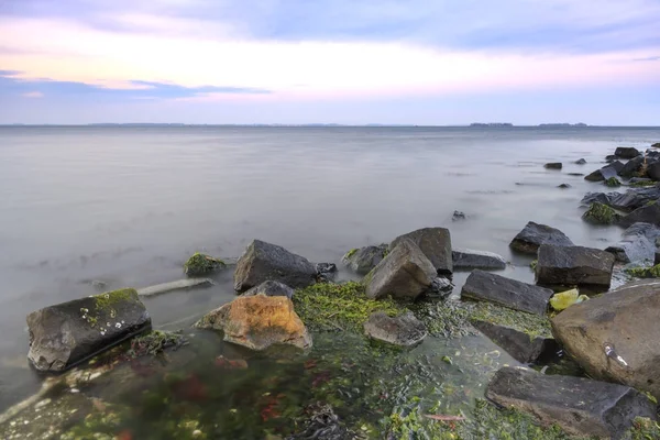 Západ slunce na Grevelingenmeer, největší Slané jezero Eur — Stock fotografie