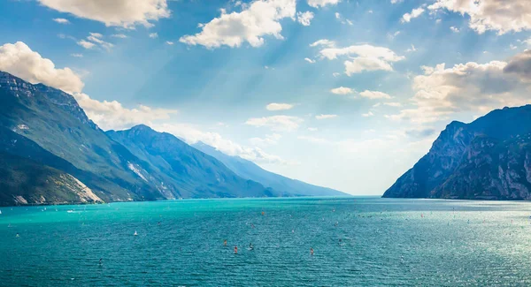 Aerial view with mountains at lake Garda, Italy — Stock Photo, Image