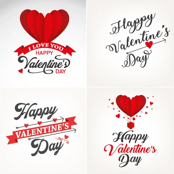 Feliz día de San Valentín tipografía conjunto saludo — Vector de stock