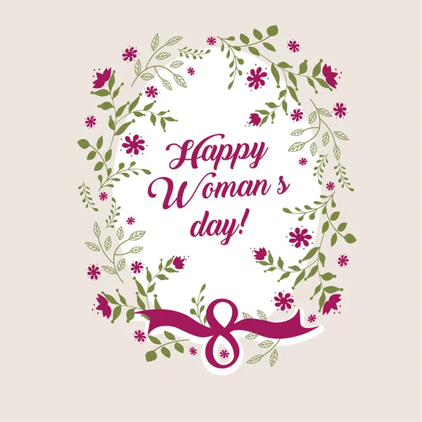 Kvinnor s dag gratulationskort mars — Stock vektor