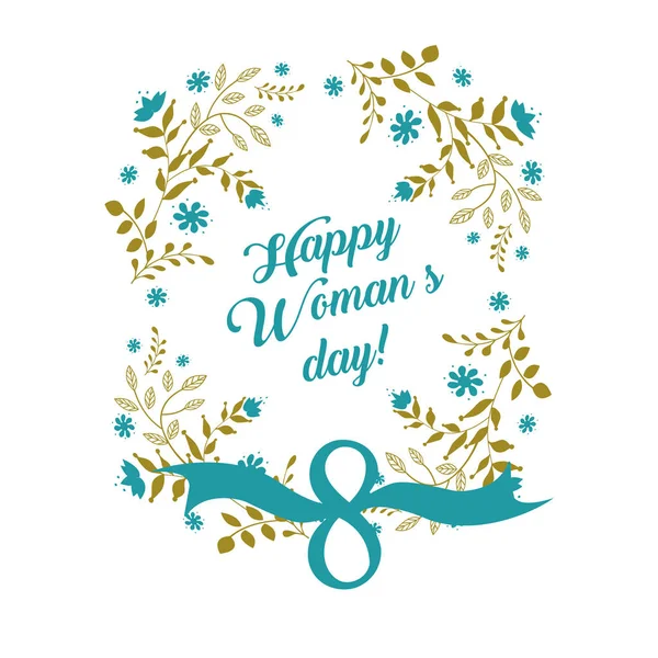 Día de las mujeres tarjeta de felicitación marcha — Vector de stock