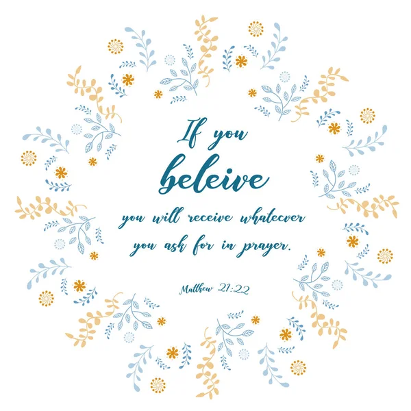 Bible quote, verbs with wreath design — Stock Vector