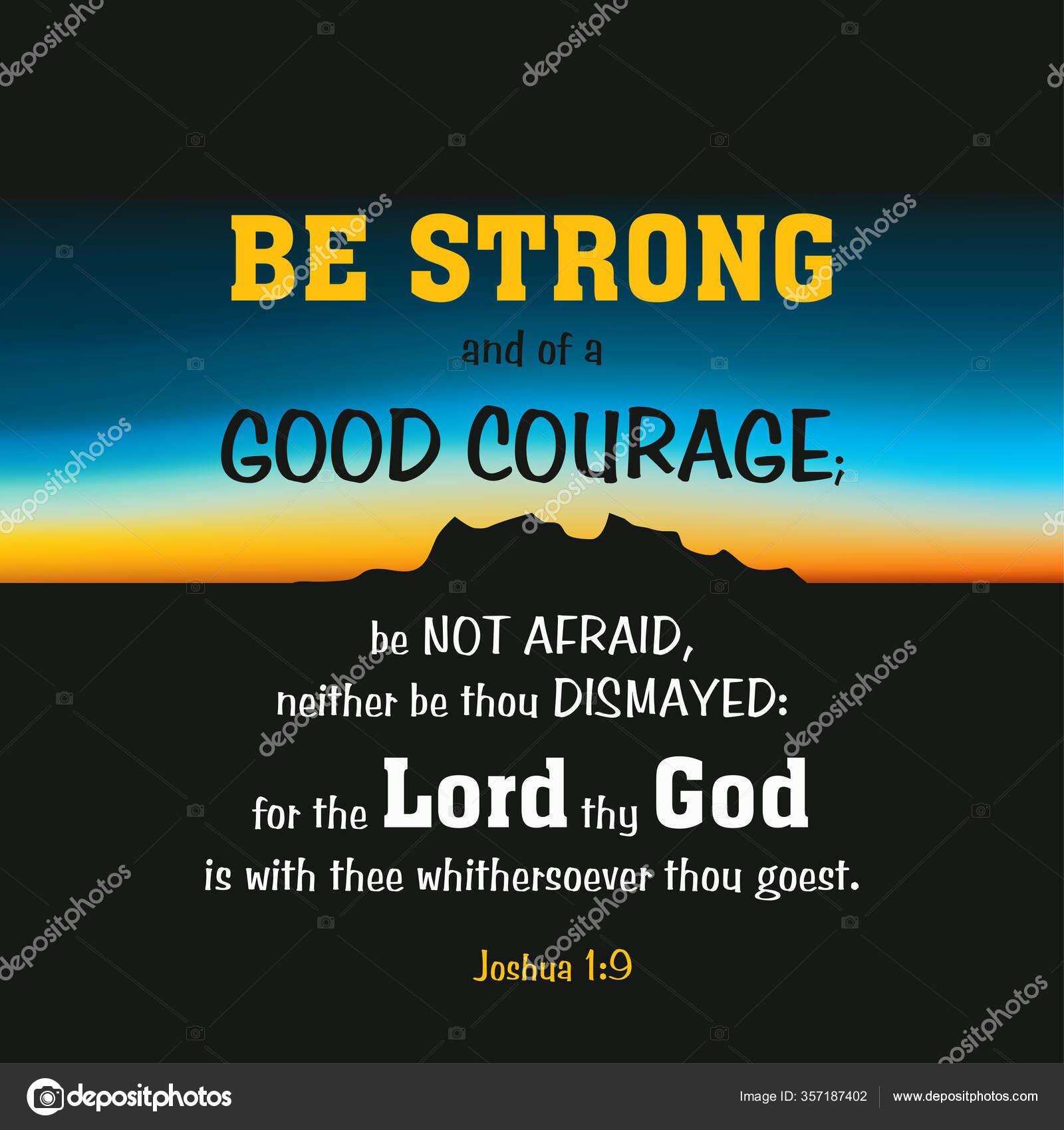 Be Strong Typography Bible Quote Verse Vector Illustration For Your Banner Card Stock Vector Image By C Kataline