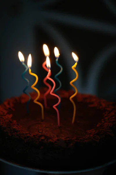 Birthday cake with candles — Stock Photo, Image