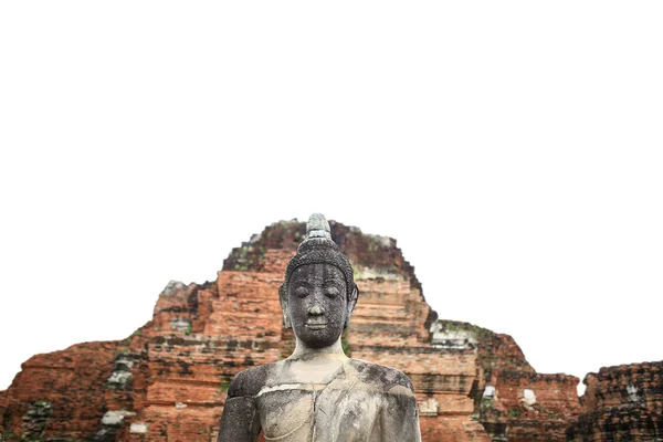 Ayutthaya, Tayland 'daki tapınakta eski Buda heykeli