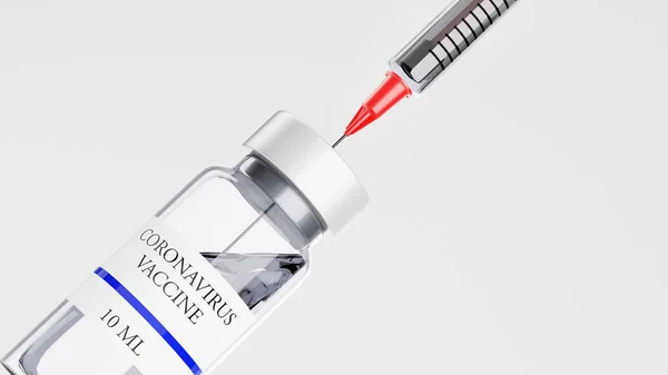 Aşı ve şırınga enjeksiyonu. Coronavirus enfeksiyonuna karşı bağışıklık ve tedavi (2019, COVID-19, nCoV 2019) Tıp bulaşıcı konsept 3D Rendering.