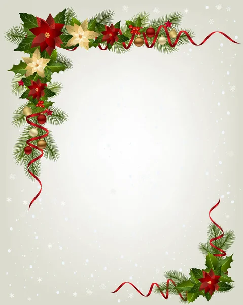 Christmas garland with fir branches — Stock Vector