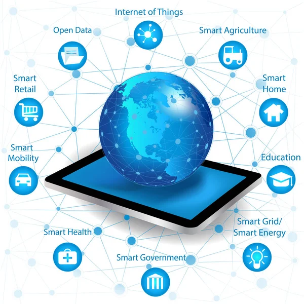 Concepto de redes de Internet y tecnología de computación en nube — Archivo Imágenes Vectoriales