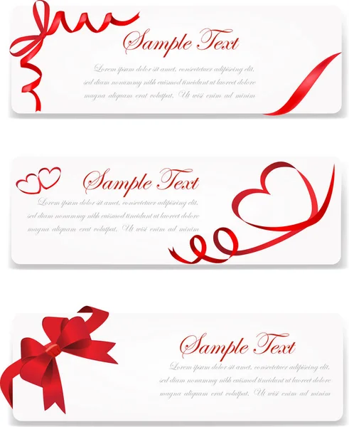 Set of banner with red gift bows with ribbons Vector — Stock Vector