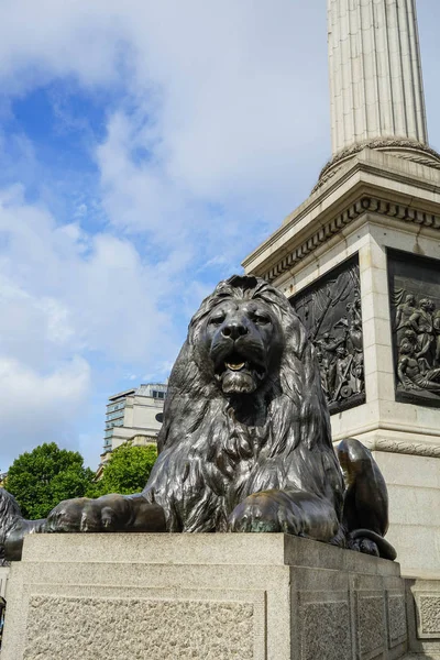 Londres - Estatua de un león en Trafalgare Square —  Fotos de Stock