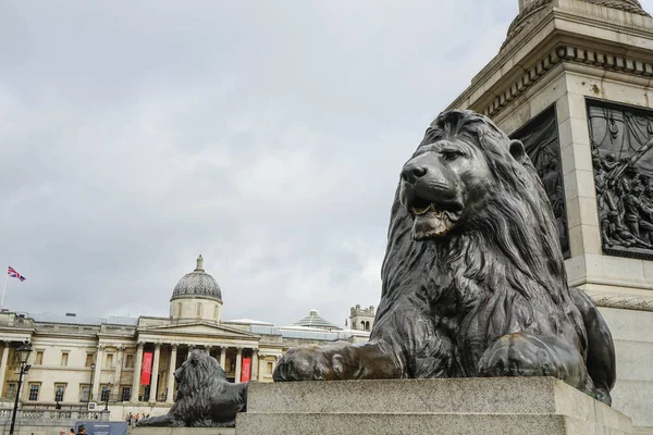 Londres - Estatua de un león en Trafalgare Square —  Fotos de Stock