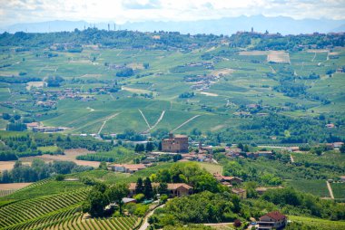 Langhe hills rinzane Cavour Castle ile görünümünü