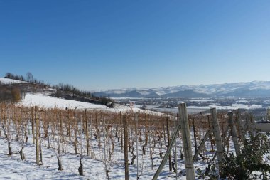 View of the Langhe hills with snow clipart