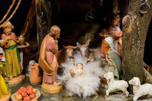 Cena da natividade com o bebê Jesus — Fotografia de Stock