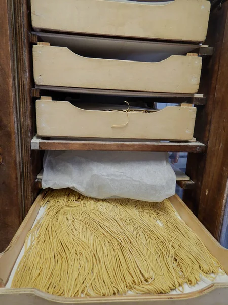 Tajarin Zubereitung Typische Pasta Aus Dem Piemont Italien — Stockfoto