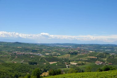 Albaretto Torre çevresindeki Langa tepeleri, Piedmont - İtalya