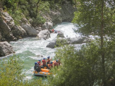 Dinghies in the Verdon River rafting, France clipart