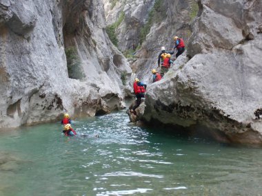 Canyoning in the Verdon Gorges, France, August 2019 clipart