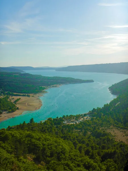 Visão Geral Reservatório Que Formou Lago Sainte Croix Entre Desfiladeiros — Fotografia de Stock