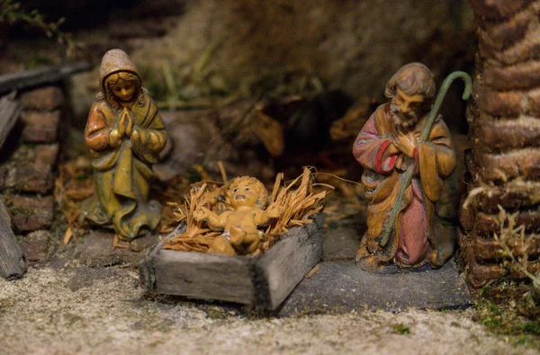 Сцена Рождества Младенцем Иисусом — стоковое фото
