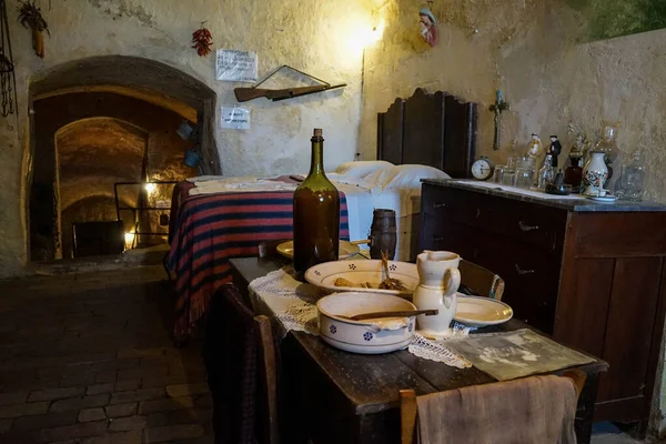 Room Cave House Matera Basilicata Italy — Stock Photo, Image