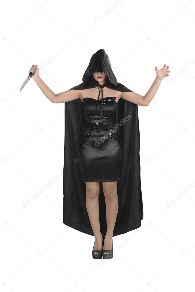 asian witch woman with knife