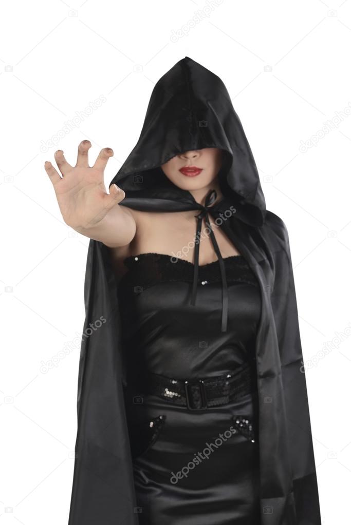 witch woman  showing catching hand