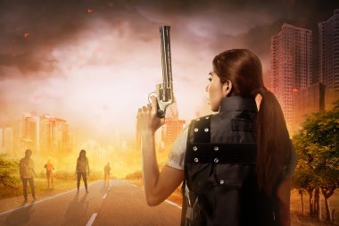 zombi karşı mücadele silah kadınla