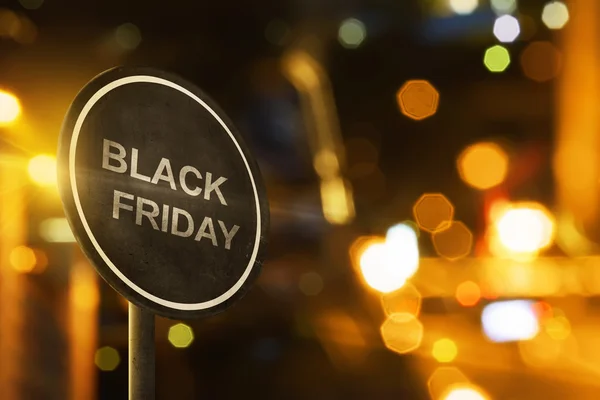 Black Friday Schild mit unscharfer Beleuchtung — Stockfoto